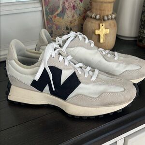 New Balance White and Black Retro Sneakers